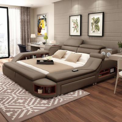 Luksusa gulta 180x200 Multifunkcionāla guļamistaba gulta plaukti Jauni