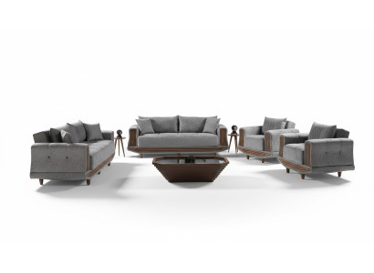 Sofas komplektās 3+2+1+1 auduma koka sofa 3 sēdvietām moderns krēsls komplektāция