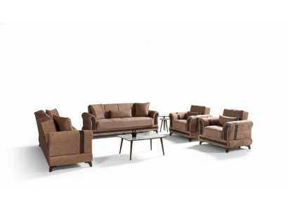 Sofasets 3+2+1+1 vietas dzīvojamā istabā Tekstils dīvāns krēsli guļamais dīvāns