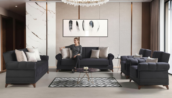 Sofas komplekts 3+2+1+1 auduma moderns pilna komplektācija 2 krēsli dīvāns 3 sēdvietas luksusa versijā