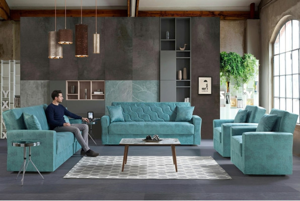 Sofas komplektācija 3+2+1+1 sēdvieta Tekstils koksne dīvāns 3 sēdvieta moderns jauns krēsls komplektā.