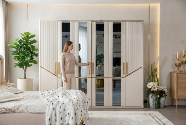 Skapji skapji skapis dizains koks beige zelts moderns mēbeles 270 cm