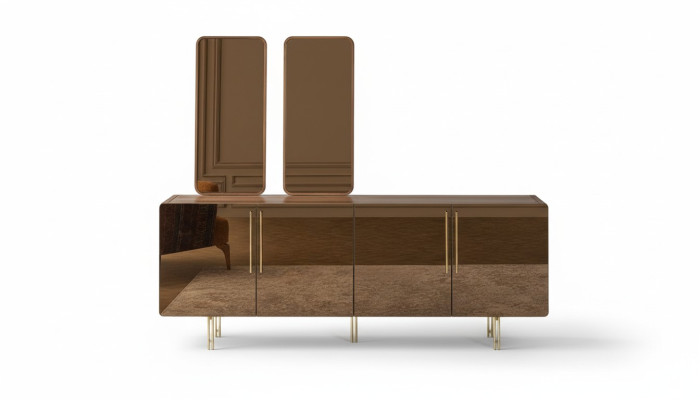 Sideboard ar 2x spoguli luksusa komplekts ar kumodzi koka komoda moderns