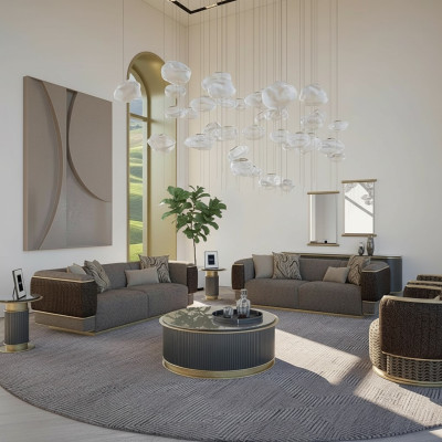 Sofas komplektā 4 gab. Tekstila divvietīgs dīvāns pirkstu balstu krēsls jauns divvietīgs dīvāns