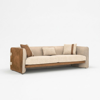 Beža krēsla luksusa trīsvietīga sofa Moderns mēbeļu priekšmetu apģērbs Tekstils