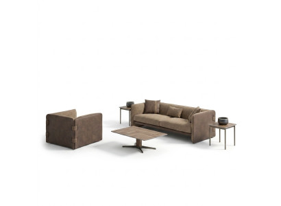 Dzīvojamā istaba Pilna sofa ar trim sēdvietām Polstermēbeles krēsls Dizaina galds