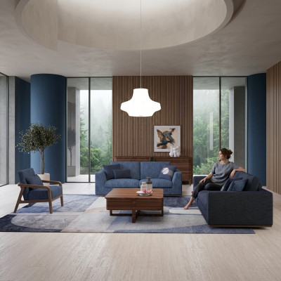 Sofas komplekts Divvietīgs dīvāns Dīvāns Krēsls Pārklāts dīvāns Moderns Auduma dīvāns Jauns.