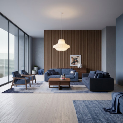 Sofas komplekts Divvietīgs dīvāns Dīvāns Krēsls Pārklāts dīvāns Moderns Auduma dīvāns Jauns.
