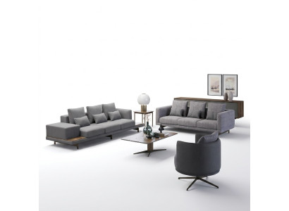 Sofas komplekts dzīvojamā istaba Modernais komplekts 2 divdziloši dīvāni mīkstie mēbeļu krēsla