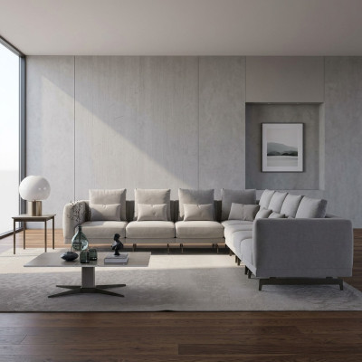 Dzīvojamā istaba Pelēkā Sofa Dīvāns Polstermöbel Jauns koks Galds