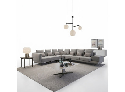 Dizainera dīvāns Dīvānu stūra sofa L-formas auduma polsteris garnitūra dzīvojamais istabas galdiņš