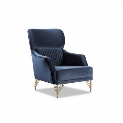Zils mūsdienīgs krēsls dzīvojamā istabā auduma krēsls elegants materiāls viena vieta