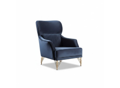 Zils mūsdienīgs krēsls dzīvojamā istabā auduma krēsls elegants materiāls viena vieta