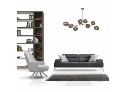 Dzīvojamā istabas komplekts 2 gab., 3-vietīga sofa, 1-vietīgs krēsla tips, pelēks, balts, tekstila materiāls
