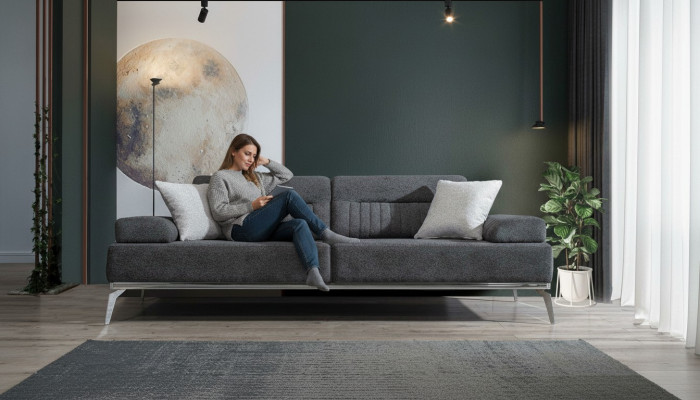 Peleka dzīvojamā istaba 3-vietīga auduma sofa Moderns luksuzs dizains Tekstils materiāls