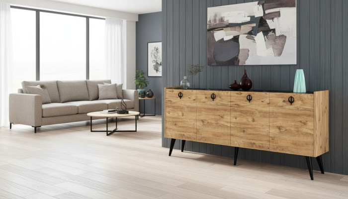 Dzīvojamā istaba Brūns Sideboard Moderns dizains Taisnstūra forma Plaukti Luksuss