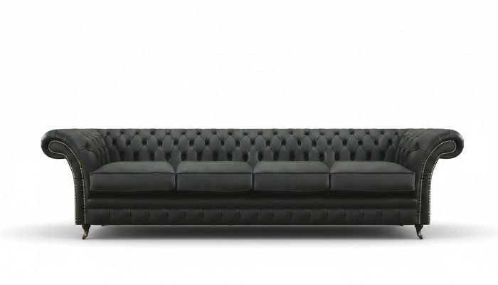 Dzīvojamā istaba Chesterfield melna dīvāns četrvieta moderna iekārtojums jauns