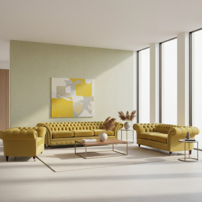 Sofas komplekts dizaina dīvāns Arhitektūras Moderns Chesterfield Luxus Neu