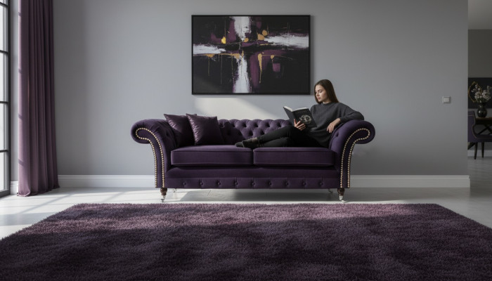 Chesterfield lillā divviešu dīvāns dīvāns dzīvojamā istaba Jauni tekstila dīvāni Jauni