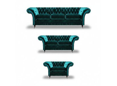 Zaļā sofa komplekts 3 gab. dzīvojamā istaba Chesterfield mēbeles luksusa dizains jauns