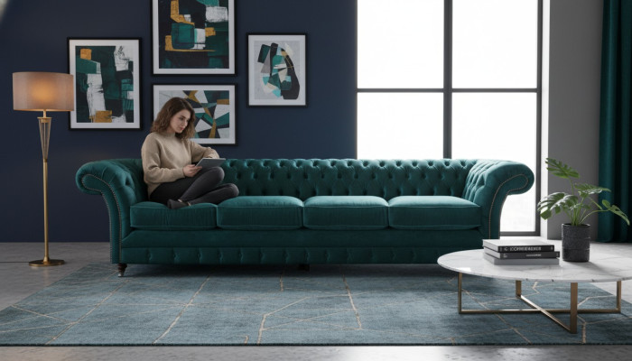 Jaunā dizaina Polstermöbel Chesterfield dzīvojamā istaba četrus cilvēkus guļamais dīvāns sofa
