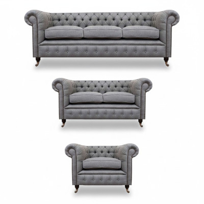 Chesterfield dīvānu komplekts auduma mēbelēm Polster Couch Sofa komplekts 3 gab. Jaunais