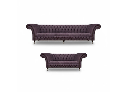 Dzīvojamā istaba Luksusa Lilla Sofa Trīsvietīgs dizaina krēsls Sofa komplekts Chesterfield