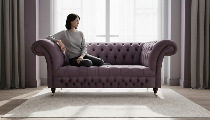 Chesterfield dīvāns divvietīgs dzīvojamajā istabā Dīvāns Luksusa apdare audums Tekstils