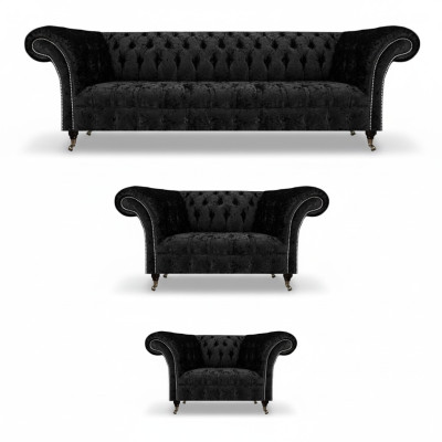 Chesterfield mīkstās mēbeles komplekts 3 daļās Jauna viesistaba dīvāna komplekts