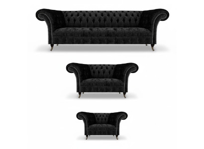 Chesterfield mīkstās mēbeles komplekts 3 daļās Jauna viesistaba dīvāna komplekts