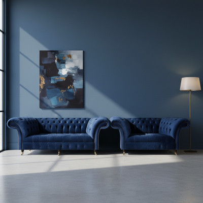 Chesterfield komplekts ar trim vietām mīkstajai dīvānai mājai mēbele soliķis dzīvojamā istabā jauns