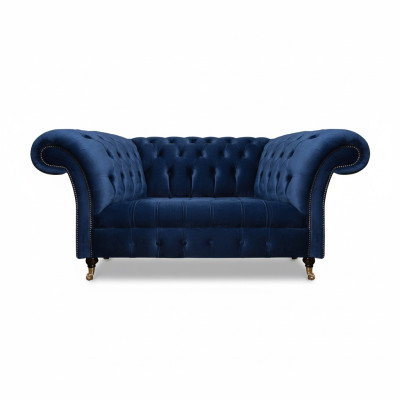 Dīvāns divvietīgs Dīvāns Polstermöbel Chesterfield Audums Zils dizains Jauns