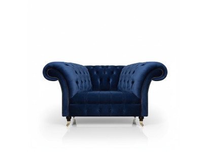 Luksusa zils krēsls ar mīksto sēdekli, mīkstajiem mēbelēm, dzīvojamā istaba, jauns dizains "Chesterfield".