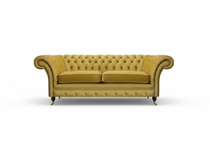 Dīvāns-Dīvāns Divvietīgs Luksuskrājums Dzeltenā "Chesterfield" Dzīvojamā Istaba