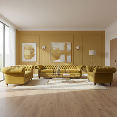 Sofas komplekts Luxus 3 gab. Mēbeles Chesterfield dīvāni 3+2+1