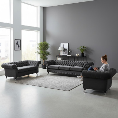 Sofas dīvāns Couchen dzīvojamā istaba krēsls Chesterfield mēbeles 3+2+1