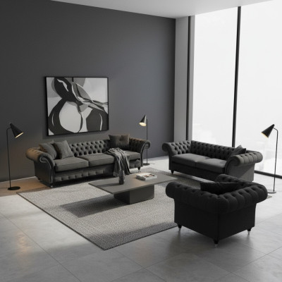 Sofas dīvāns Couchen dzīvojamā istaba krēsls Chesterfield mēbeles 3+2+1