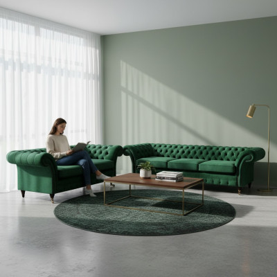 Sofa komplekts 2 gab. Chesterfield dīvāni dzīvojamā istaba Dīvāni 3+2 Mēbeles.