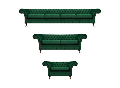 Mēbeles zaļas dīvāns Chesterfield krēsla dzīvojamā istaba 4+2+1 dīvānu komplekts