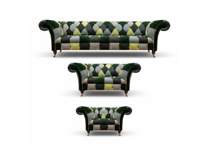 Dzīvojamā Istaba Moderns Dizains Tekstils 3 gab. Chesterfield Mēbeles, jaunas