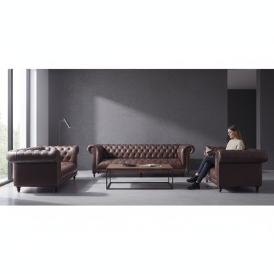 Chesterfield Luxus komplektētā 3 daļu dzīvojamā istaba dīvānu komplekts mēbeles 4+2+1
