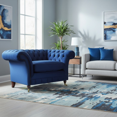Zils krēsls Moderns Chesterfield mēbeles Luksusa dzīvojamais Istabas iekārtojums