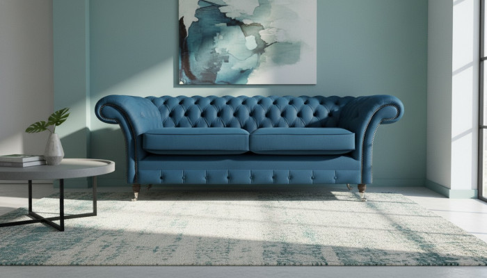Zili viesistabas Chesterfield sēdvietas luksusa dīvāni no dizainera divvietīgi.