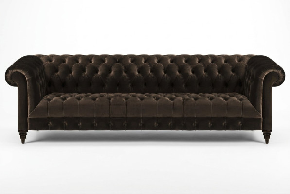 Chesterfield dzīvojamā istabas dīvāns Brūnais 4-vietu luksusa sēdvietas.