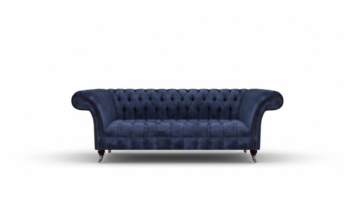Tumši zils Chesterfield dīvāns Sēdvietas polsterdīvāni tekstila mēbeles