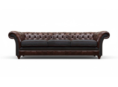 Brauna-pelēkais "Chesterfield" trīsvietīgais dzīvojamās istabas mēbeļu dīvāns luksusa stila.