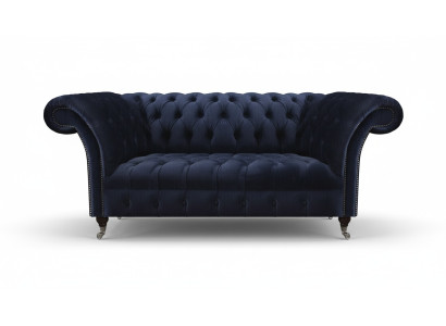 Tumši zilais Chesterfield tīkls dīvāns dzīvojamā istaba Tekstila dīvāns Moderna mēbele