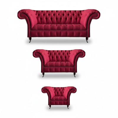 Greznā Chesterfield Roza dīvāna komplekts dizainera auduma velvēnač divistabu istabai