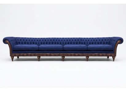 Zils "Chesterfield" dzīvojamā istaba četrato saišķu dīvāns Ekskluzīvi apjomgaldi.
