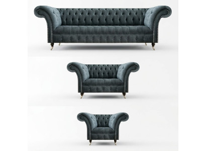 Chesterfield Pelēkais dīvāngarnitūras dizaina polstermēbeles izsmalcināti vienvietīgi.